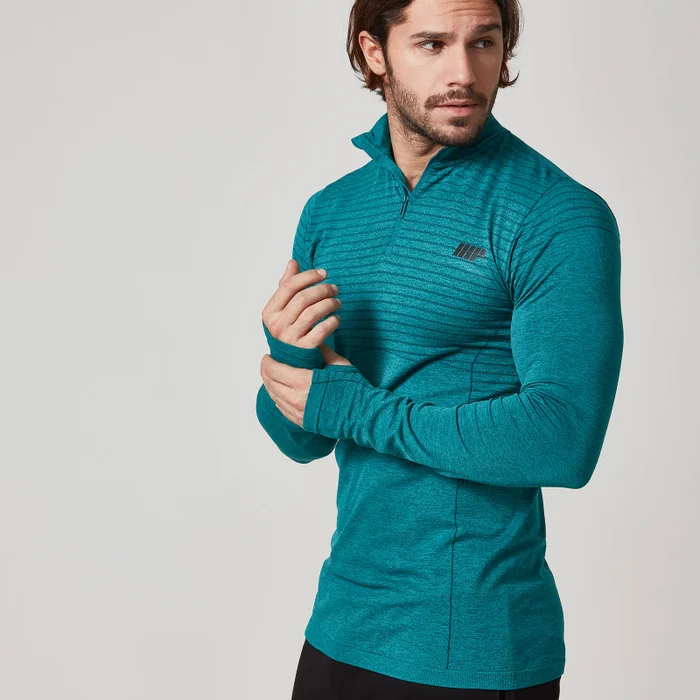 Myprotein moška Seamless ¼ Zip majica - Črna Marl