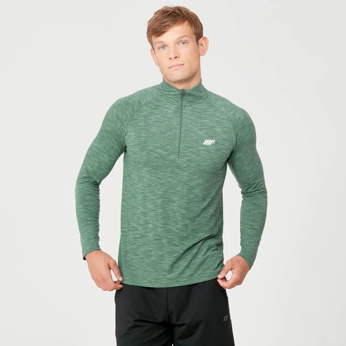 Performance 1/4 Zip majica z dolgimi rokavi - Lapor zelena
