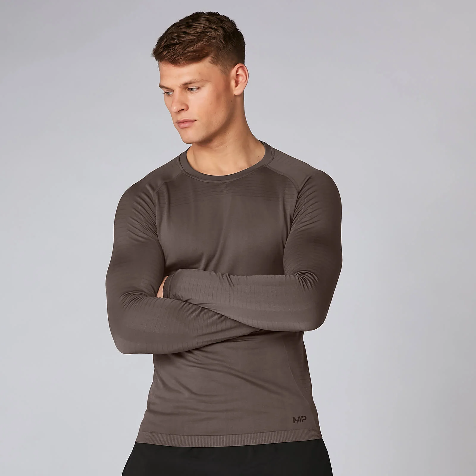 MP Men's Elite Seamless Long Sleeve Top - Driftwood - XS Slika 1