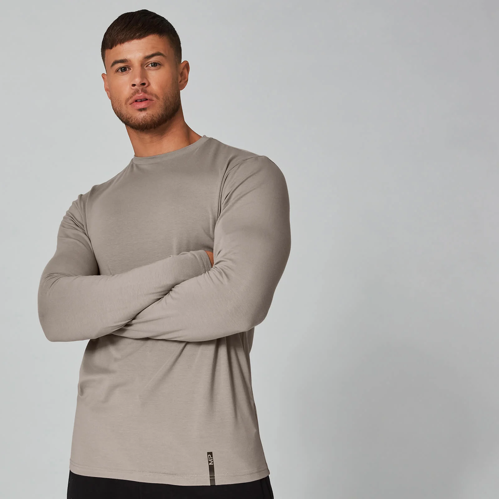 Myprotein Luxe Classic Long Sleeve Crew T-Shirt - Quarry - XS Slika 1