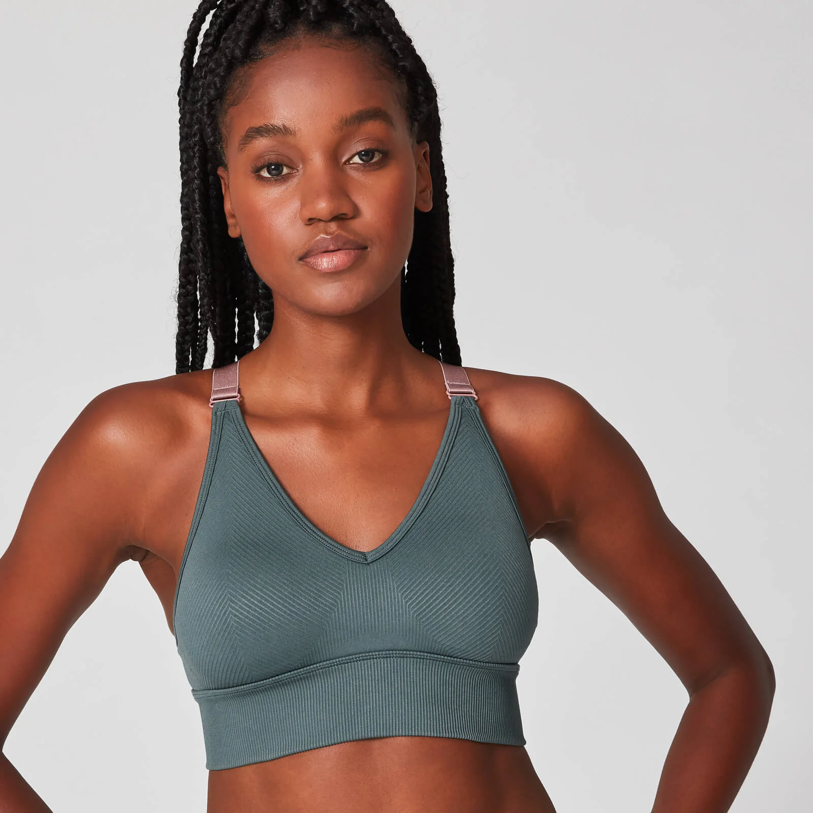 MP Luxe Ribbed Seamless Sports Bra - Castle Rock - XS Slika 1