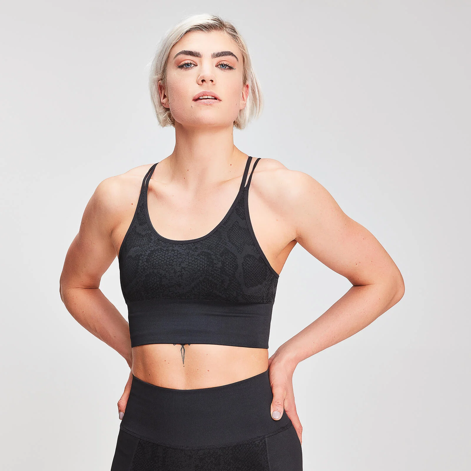 MP Women's Animal Snake Seamless Sports Bra - Black - XS Slika 1
