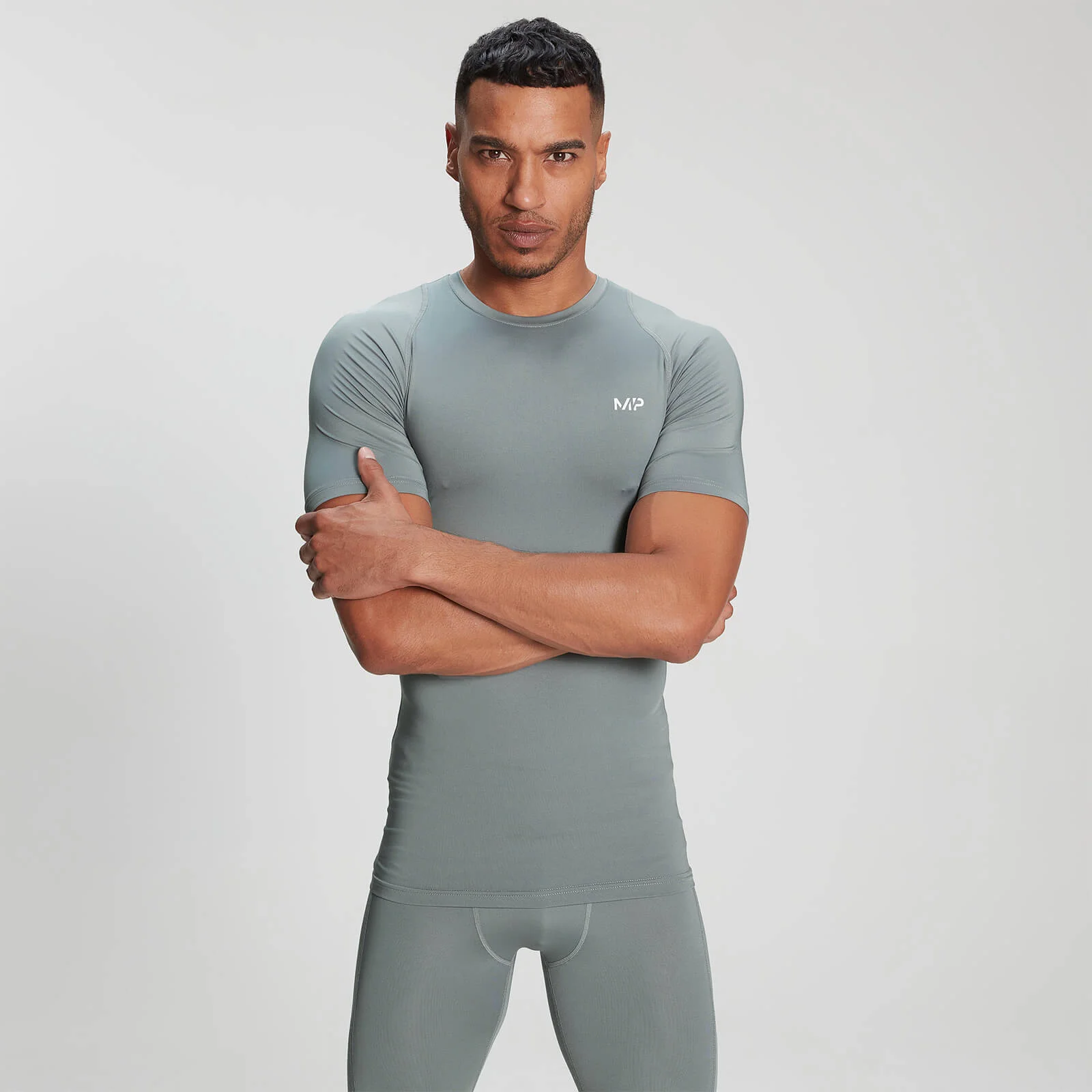 MP Moška majica s kratkimi rokavi Base Layer – nevihtno siva - XXS Slika 1
