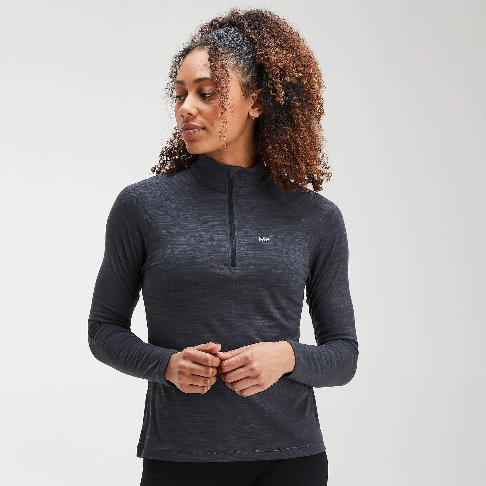 MP Ženska majica za trening z zadrgo Performance - Black/Charcoal Marl - XS Slika 1