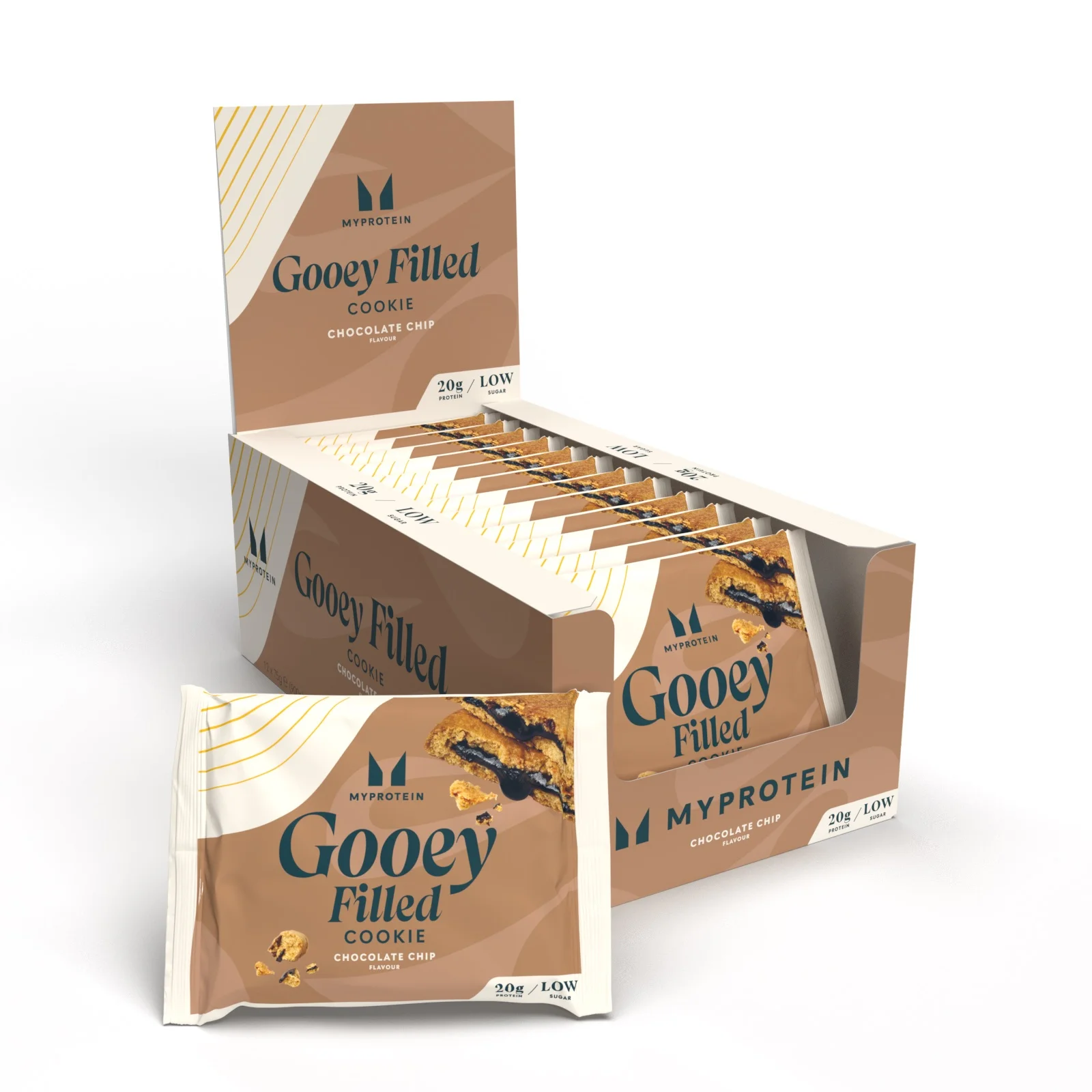 Pečeni beljakovinski piškot - 12 x 75g - Chocolate Chip (Gooey Filled) Slika 1
