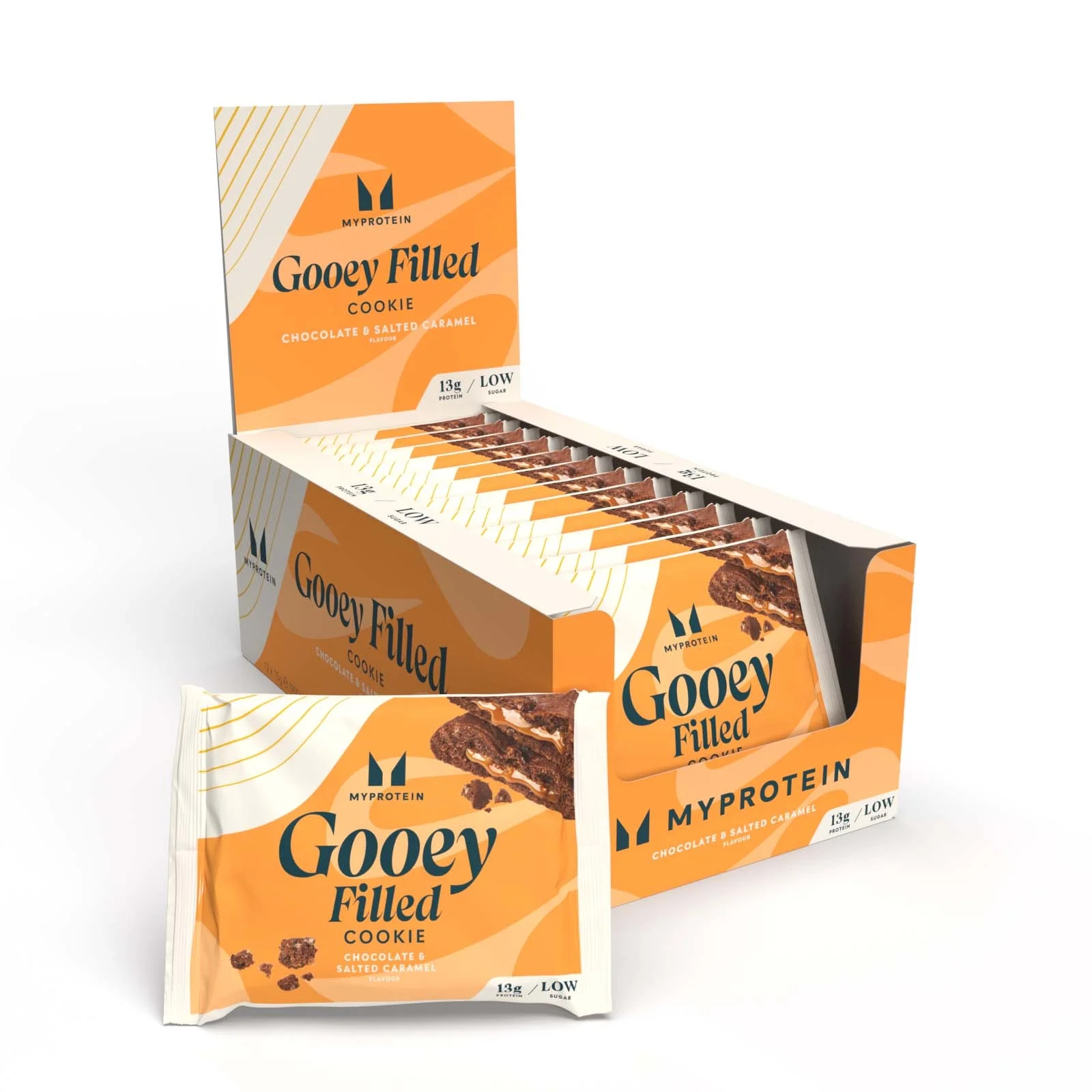 Pečeni beljakovinski piškot - 12 x 75g - Chocolate Salted Caramel (Gooey Filled) Slika 1