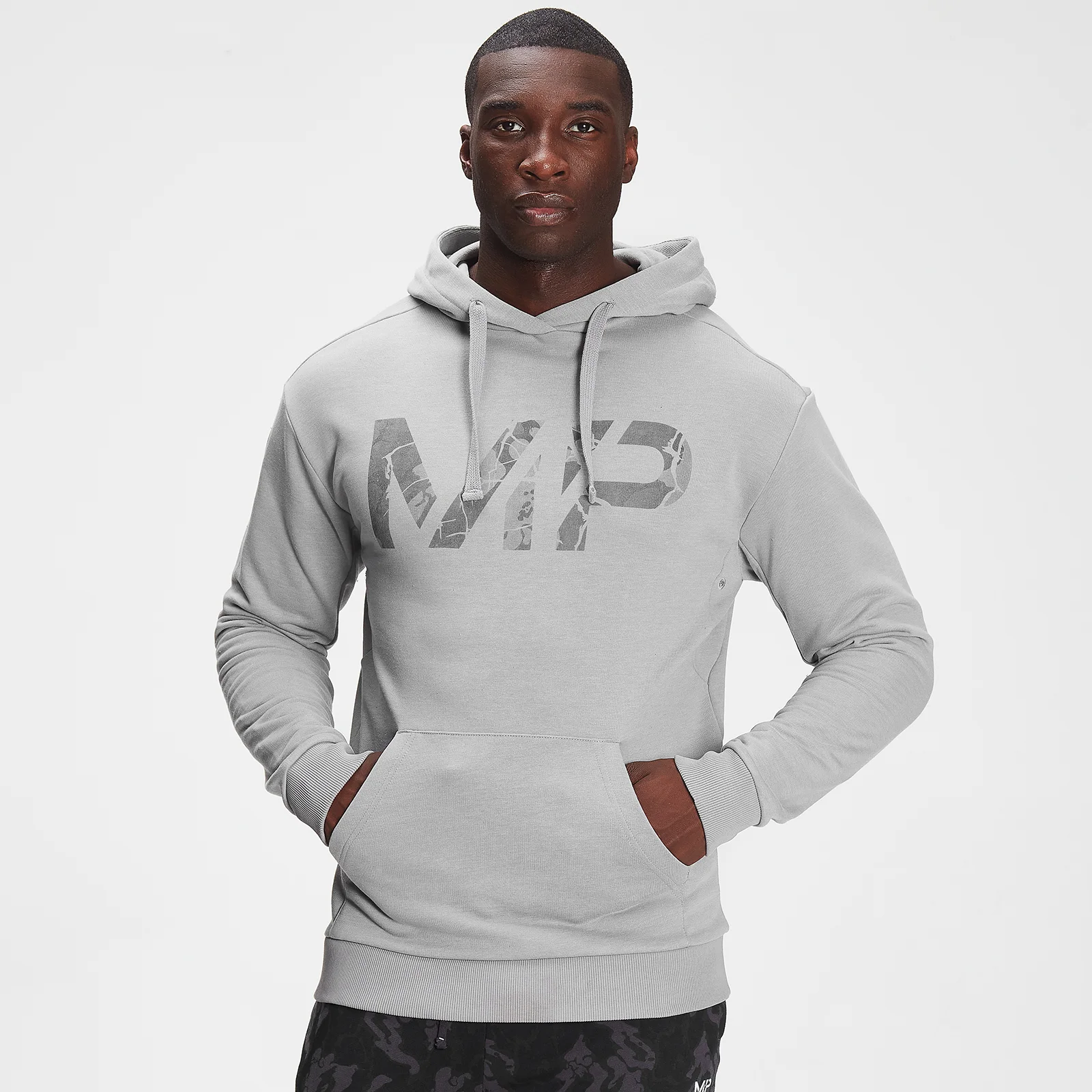 MP Men's Adapt Tonal Camo Hoodie- Storm Grey Marl - XXS Slika 1