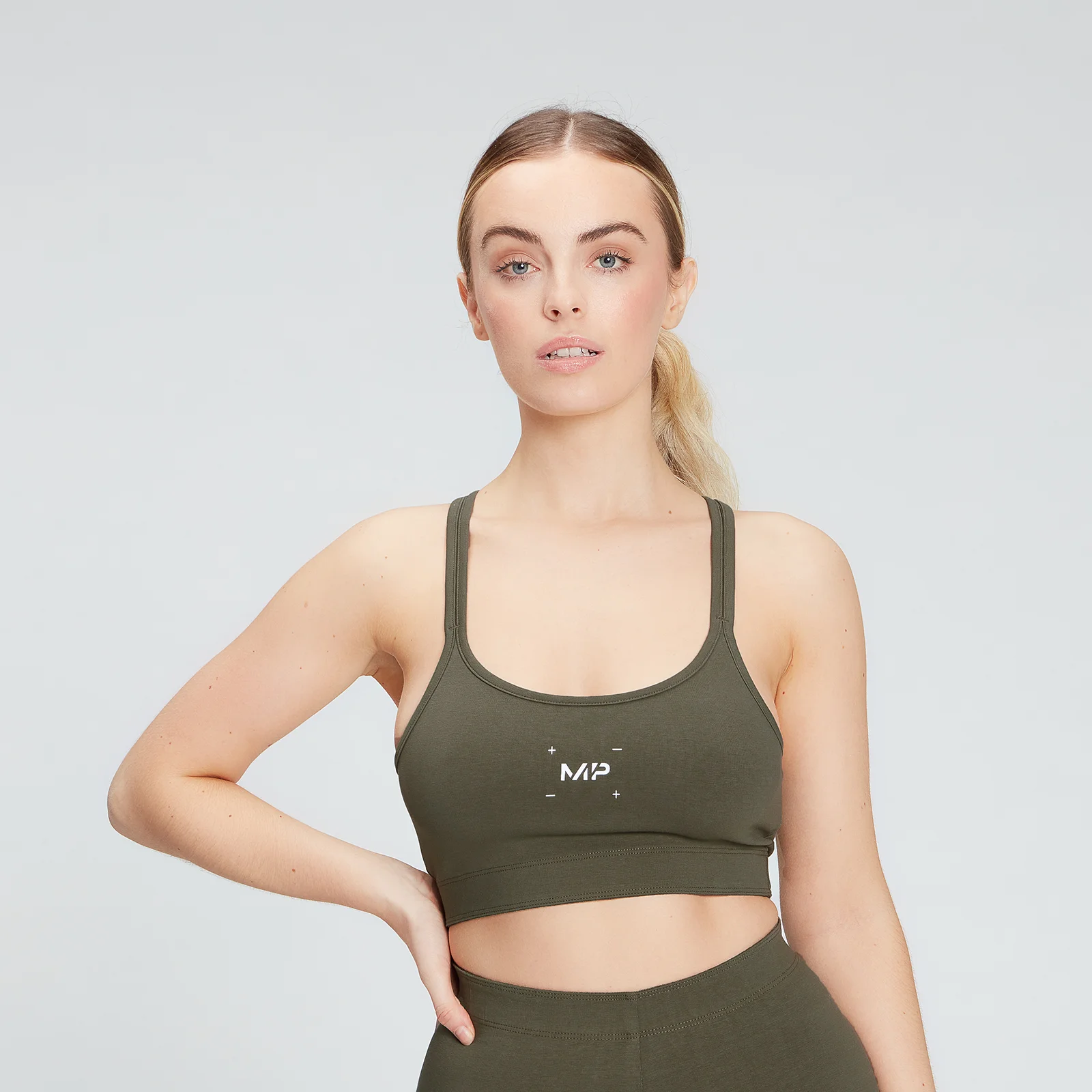 MP Ženski modrček Central Graphic Bra - temno olivna barva - XXS Slika 1