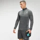 Moški brezšivni osnovni zgornji del z zadrgo 1/4 Zip - Black Marl