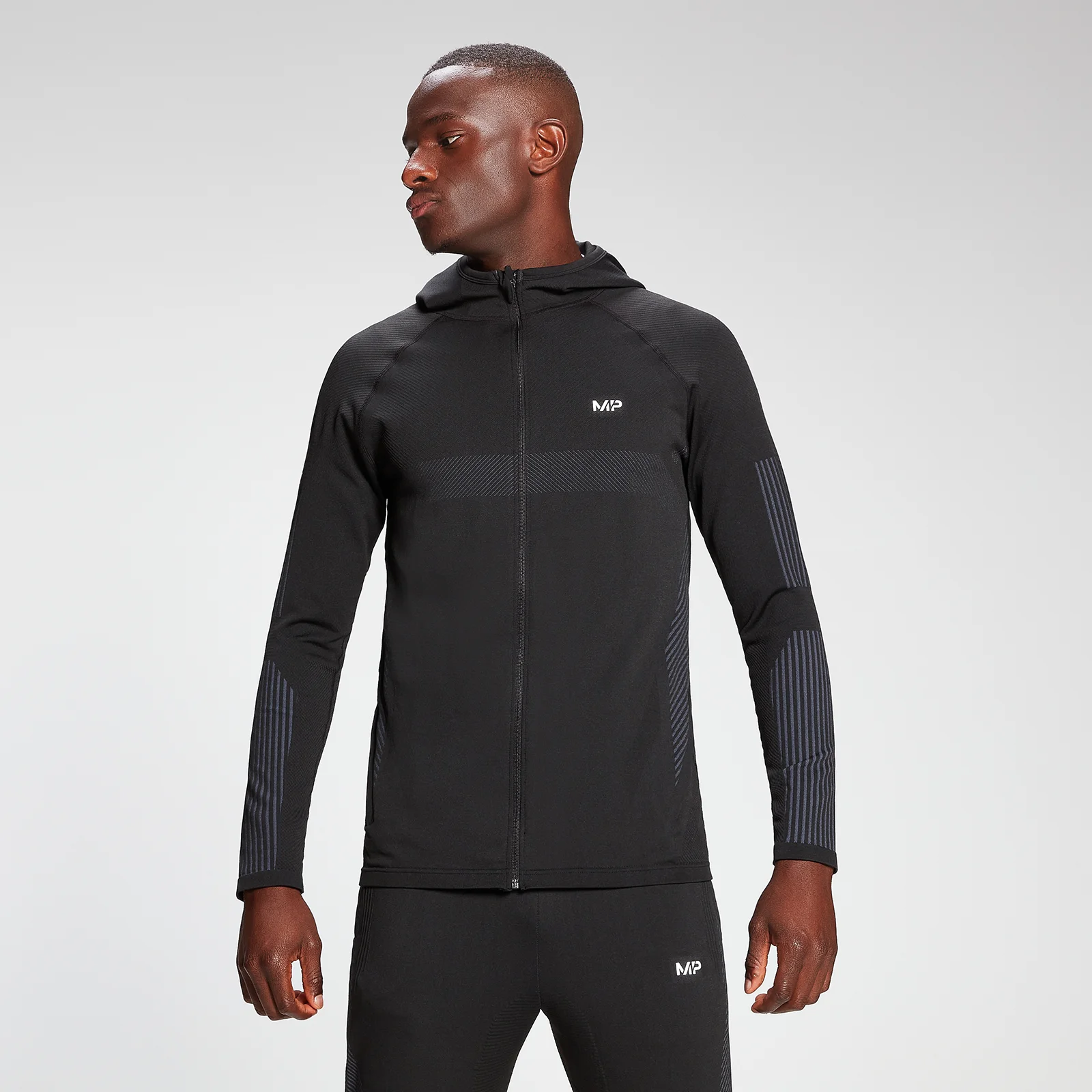 MP Men's Engage Zip Up Hoodie - Black - XXS Slika 1