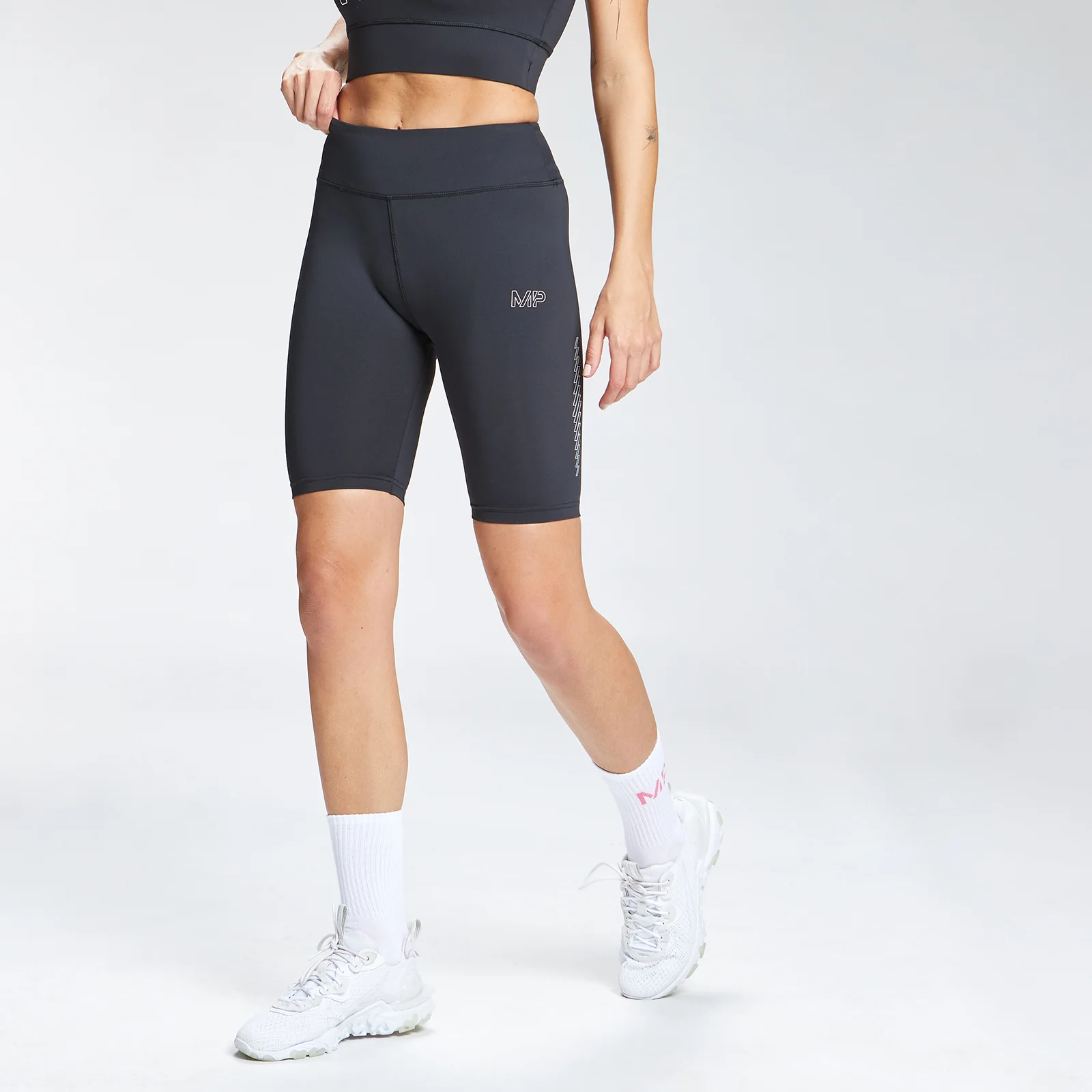 MP Ženske kolesarske hlače za trening z grafičnim napisom Repeat Mark - Black - XXS Slika 1