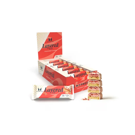 6 slojna beljakovinska ploščica - 12 x 60g - Jagoda