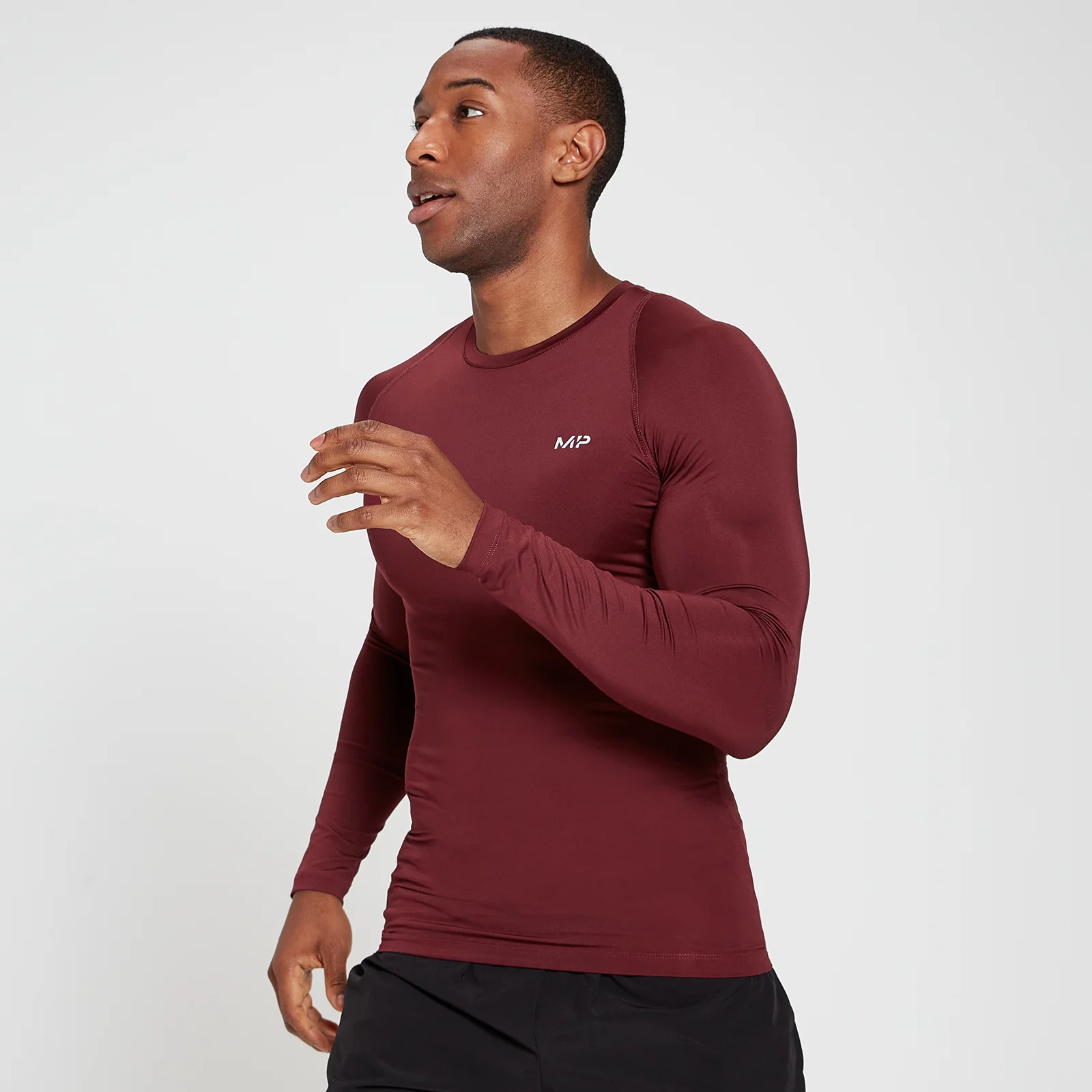 MP Moška majica z dolgimi rokavi Base Layer – merlot rdeča - XXS Slika 1