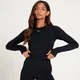 MP Ženski brezšivni zgornji del z dolgimi rokavi Tempo Crop Top – črn