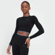 Ženska brezšivna majica z dolgimi rokavi Adapt Crop Top MP - črna