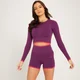 Ženska brezšivna majica z dolgimi rokavi Adapt Crop Top MP - temno vijolična