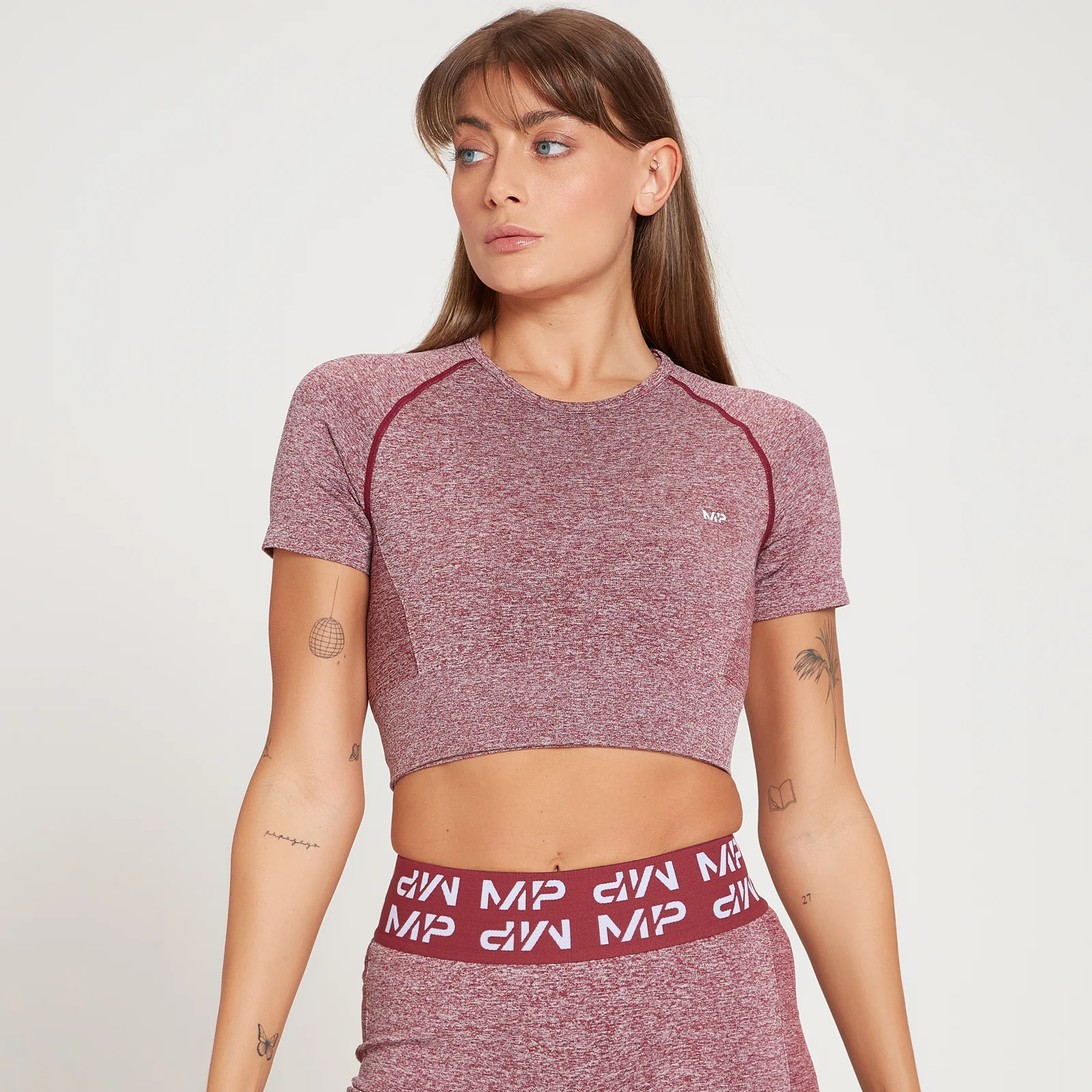 MP Ženska kratka majica s kratkimi rokavi Curve Crop – temno rdeča - XXS Slika 1