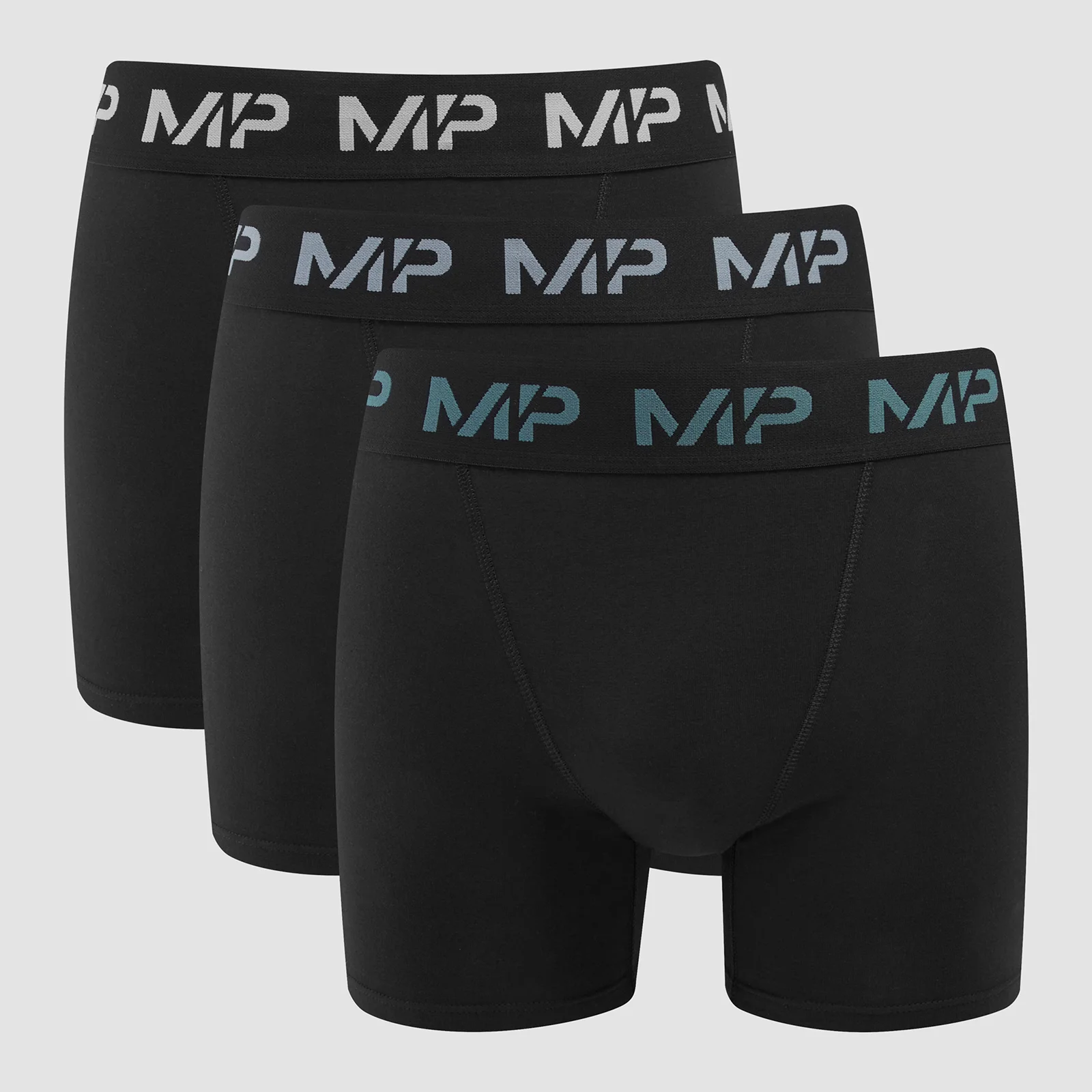 MP Moške boksarice z barvnim logotipom (3 v paketu) Black/Smoke Blue/Pebble Blue/Dusk Grey - XXS Slika 1