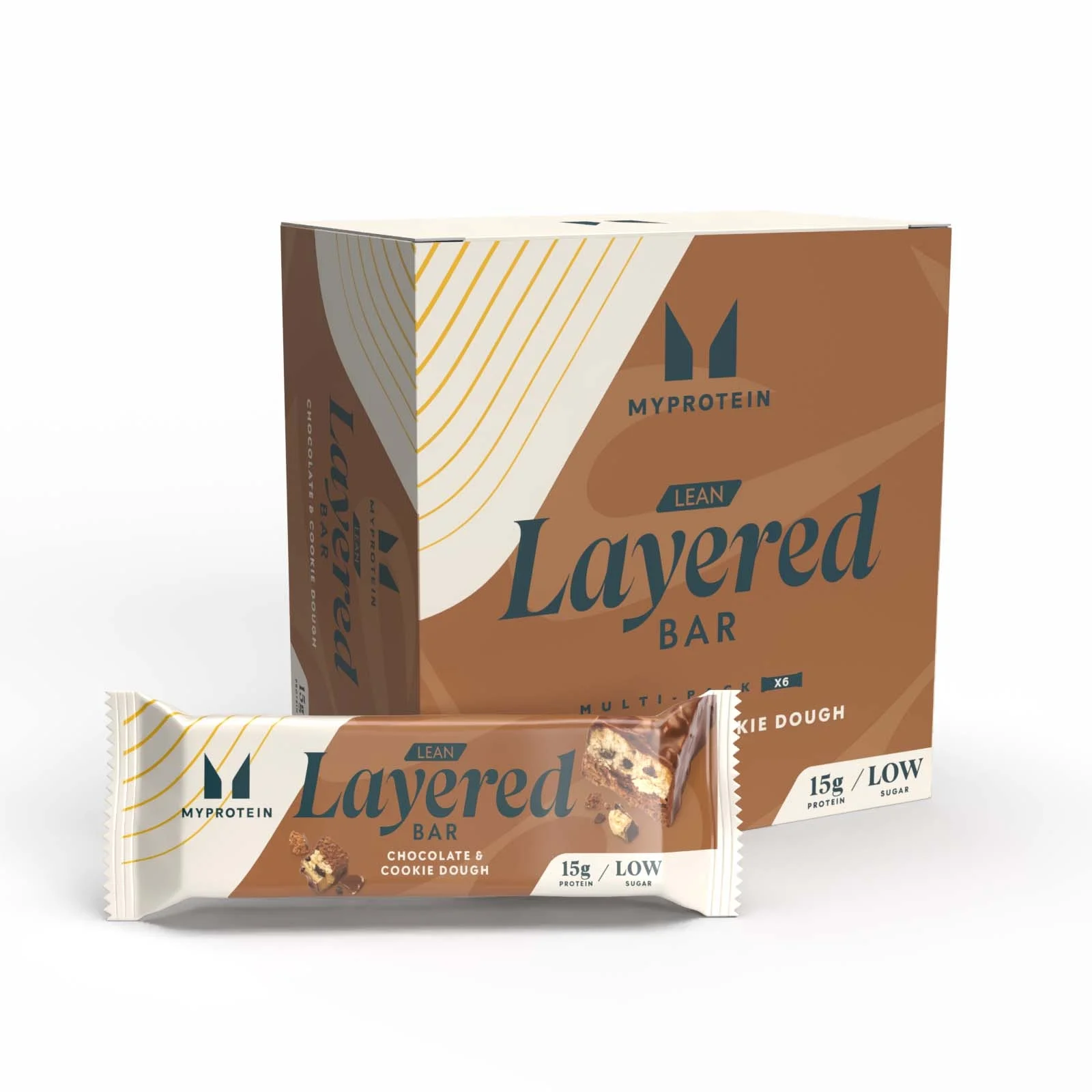 Beljakovinska ploščica Lean Layered Bar - 6 x 40g - Chocolate and Cookie Dough Slika 1
