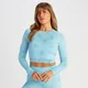 MP Ženski brezšivni top kratkega kroja z dolgimi rokavi Shape – Blue Tie Dye