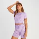 MP Ženski brezšivni top kratkega kroja s kratkimi rokavi Shape – Purple Tie Dye