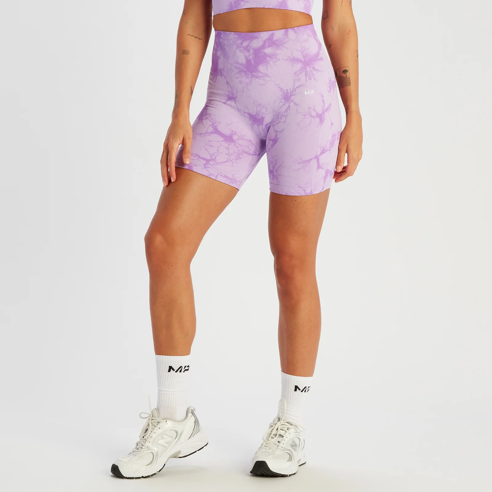 MP Ženske brezšivne kolesarske hlače za oblikovanje postave Shape – vijolična Tie Dye - XS Slika 1