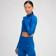 MP Ženski brezšivni zgornji del kratkega kroja z dolgimi rokavi in 1/4 zadrgo Tempo Ultra – Surf Blue