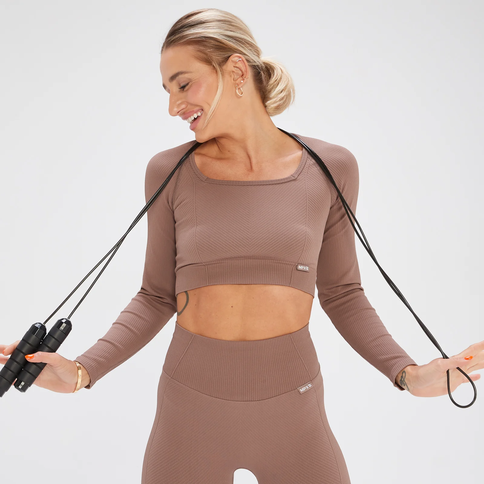 MP x Tatiana Seamless Long Sleeve Crop Top - Hazelnut - S Slika 1