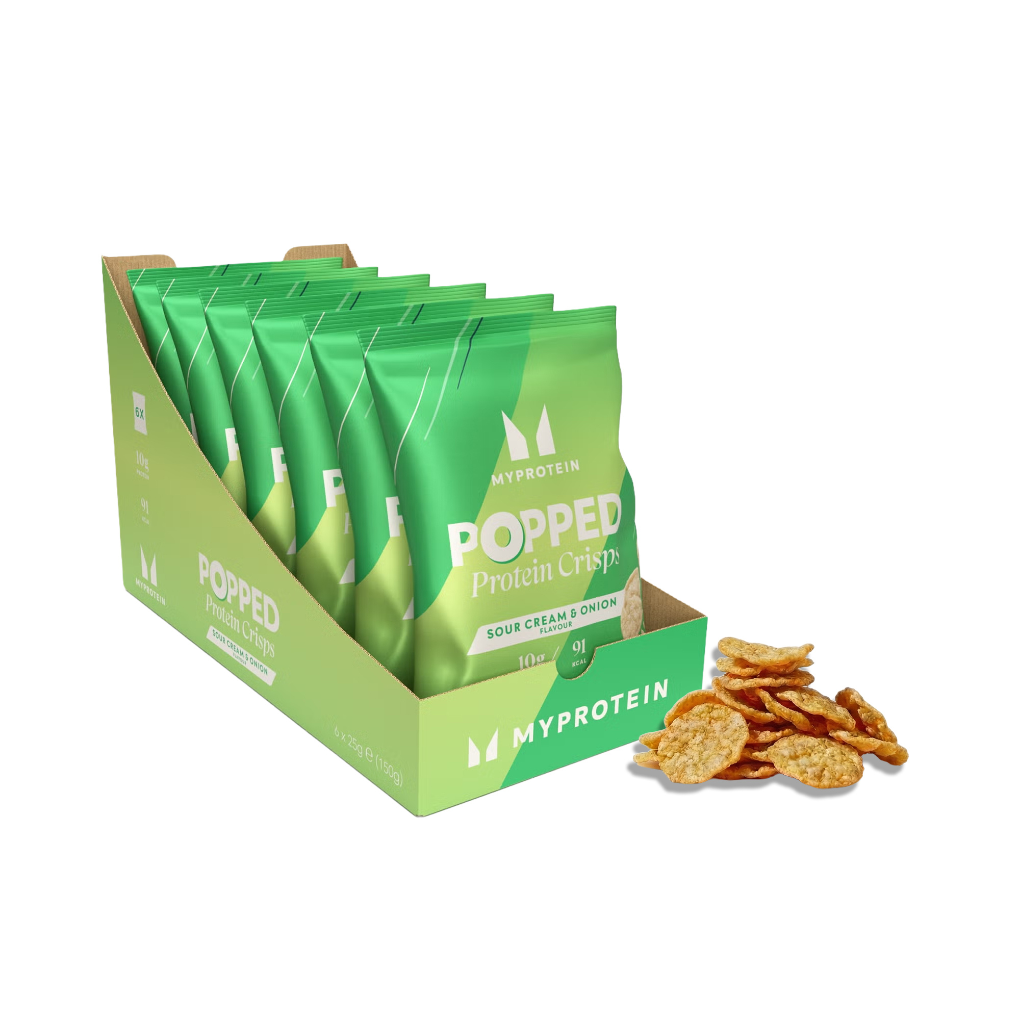Ekspandiran beljakovinski čips Popped Protein Crisps - Kisla Smetana in Čebula Slika 1