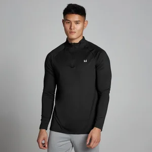 MP Moška športna majica z 1/4 zadrgo – črna - Size M