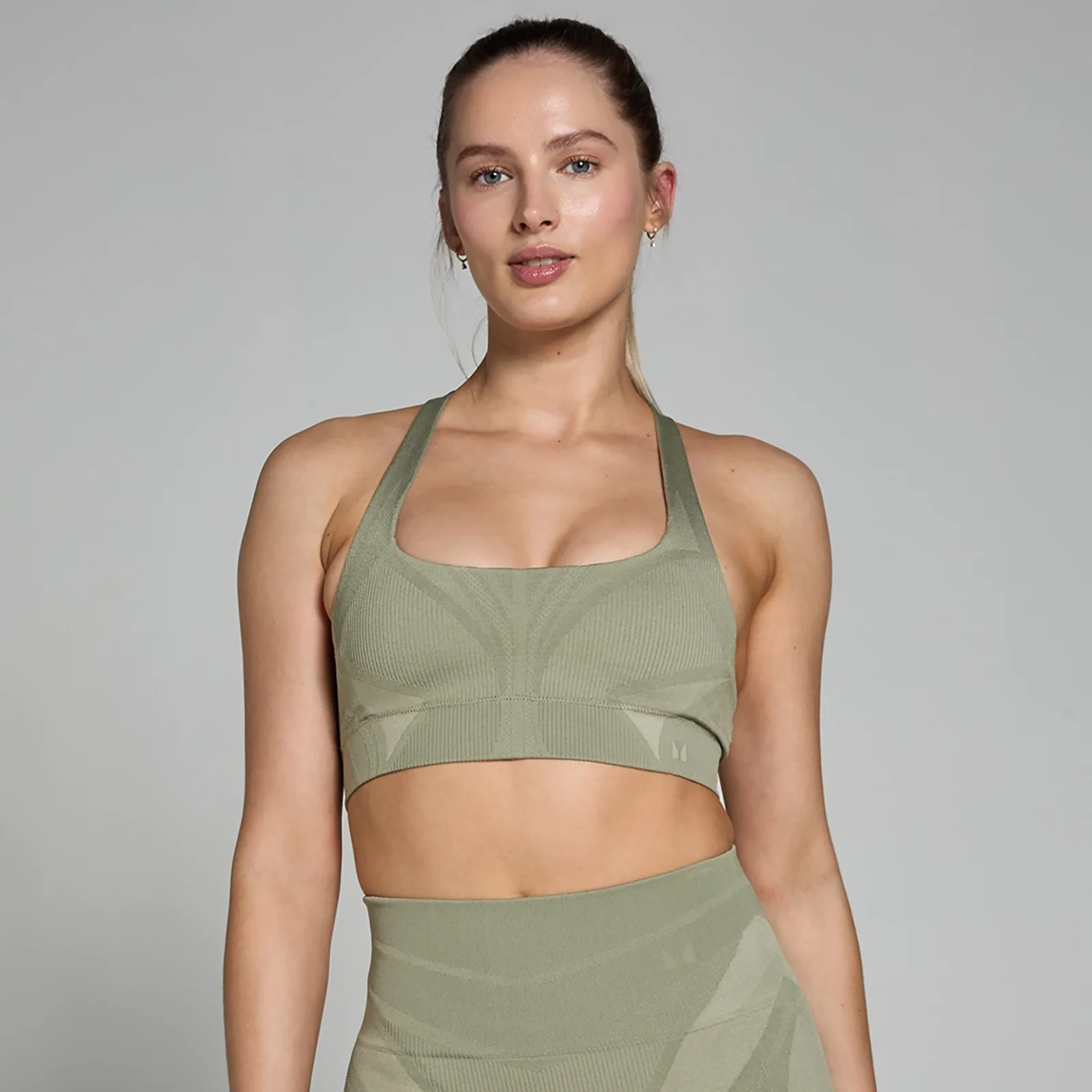 Ženski brezšivni športni modrček Tempo Ultra Geometric MP – Brindle - XS Slika 1