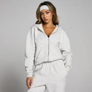MP Ženski pulover s kapuco z zadrgo po celotni dolžini Basics – svetlo melanž siva - Size XS