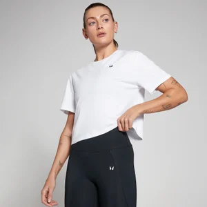 MP Ženska oprijeta majica s kratkimi rokavi škatlastega krajšega kroja Basics – bela - Size XXS