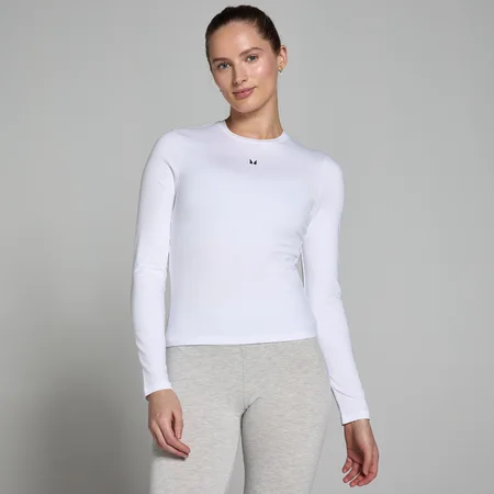 MP Ženska oprijeta majica z dolgimi rokavi Basics – bela