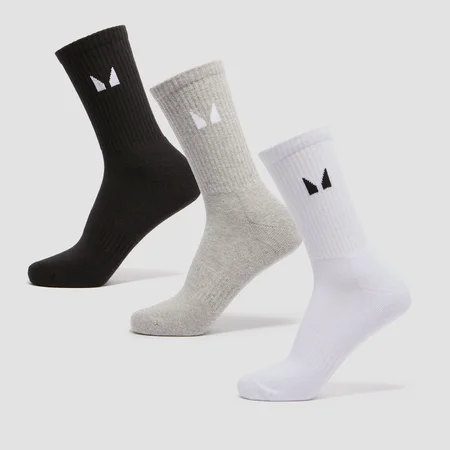 MP Unisex nogavice Crew (3 v pakiranju) – bela/črna/melanž siva