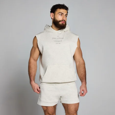 Moška majica s kapuco brez rokavov Origin Washed Graphic MP – melanž siva