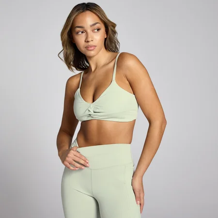 Ženski športni modrček Lifestyle Twist Front MP – mineralno zelena