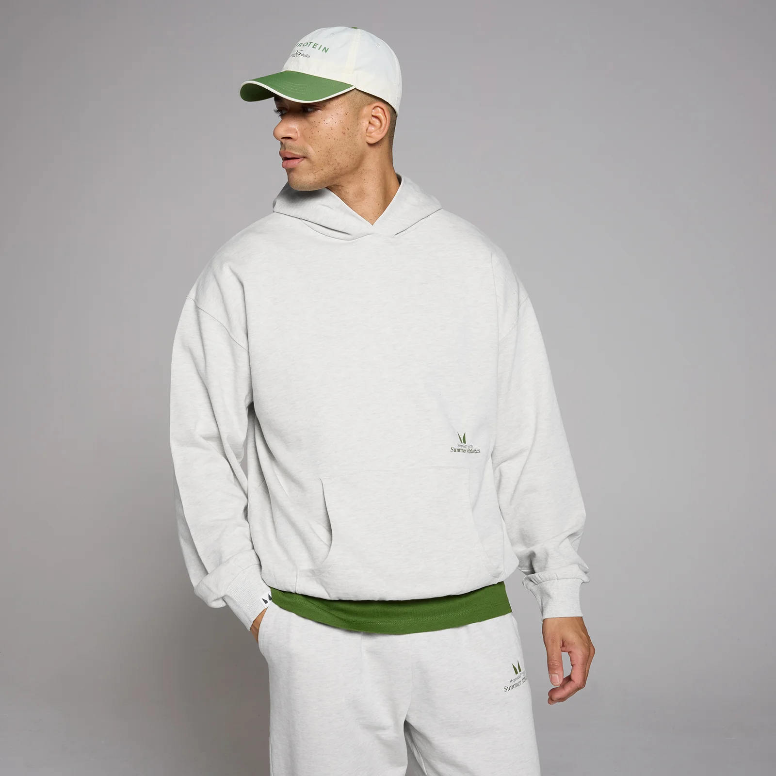 Majica s kapuco širokega kroja Lifestyle MP – melanž siva - S-M Slika 1