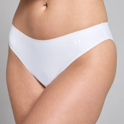 Ženske bikini spodnjice s srednje visokim pasom brez vidnih robov MP (pakiranje s 3 kosi) – bele - M Slika 8