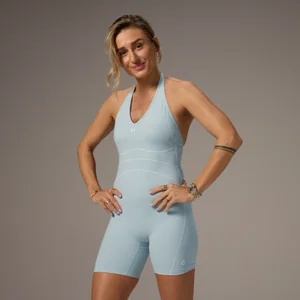 Kontrastni kombinezon s kratkimi hlačami in odprtim hrbtom MP X Tatiana vse-v-enem – Light Aqua - Size L