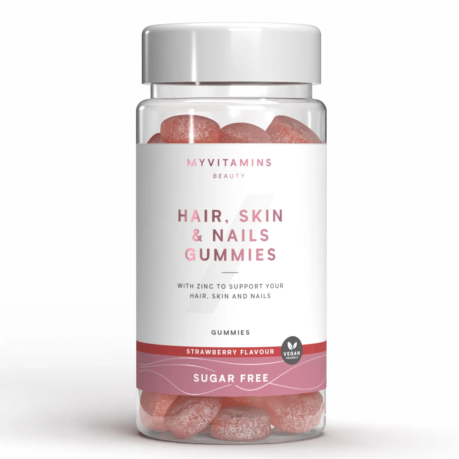 Gumijasti bonboni za lase, kožo in nohte brez sladkorja - 60gummies - Sugar Free Strawberry Slika 1
