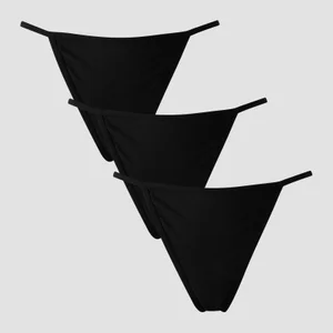 Ženske spodnjice G-string s srednje visokim pasom MP (pakiranje s 3 kosi) – črna - Size M