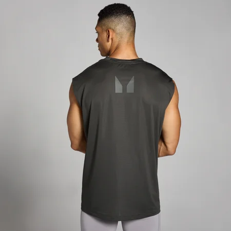 Moška majica brez rokavov širokega kroja Tempo Mesh Training MP – temno siva