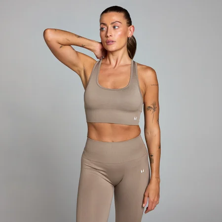 Ženski brezšivni športni modrček Shape MP – Light Taupe