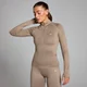 Ženska brezšivna jakna z zadrgo po celotni dolžini Shape MP – Light Taupe