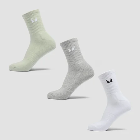 Nogavice Unisex Crew MP (3 v paketu) – siva/matcha/bela
