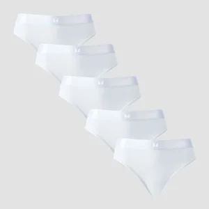 Ženske bikini spodnjice s srednje visokim pasom MP (pakiranje s 5 kosi) – bele - Size M
