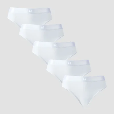 Ženske bikini spodnjice s srednje visokim pasom MP (pakiranje s 5 kosi) – bele - XL Slika 6