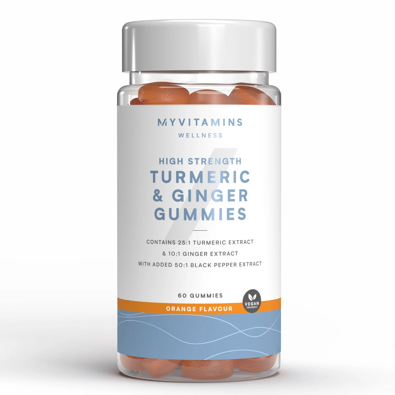 Gumijasti bonboni s kurkumo in ingverjem - 60GUMMIES, 30Porcij - Orange (High Strength) Slika 1
