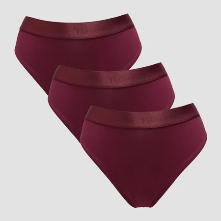 Ženske bikini spodnjice s srednje visokim pasom MP (pakiranje s 3 kosi) – Deep Berry